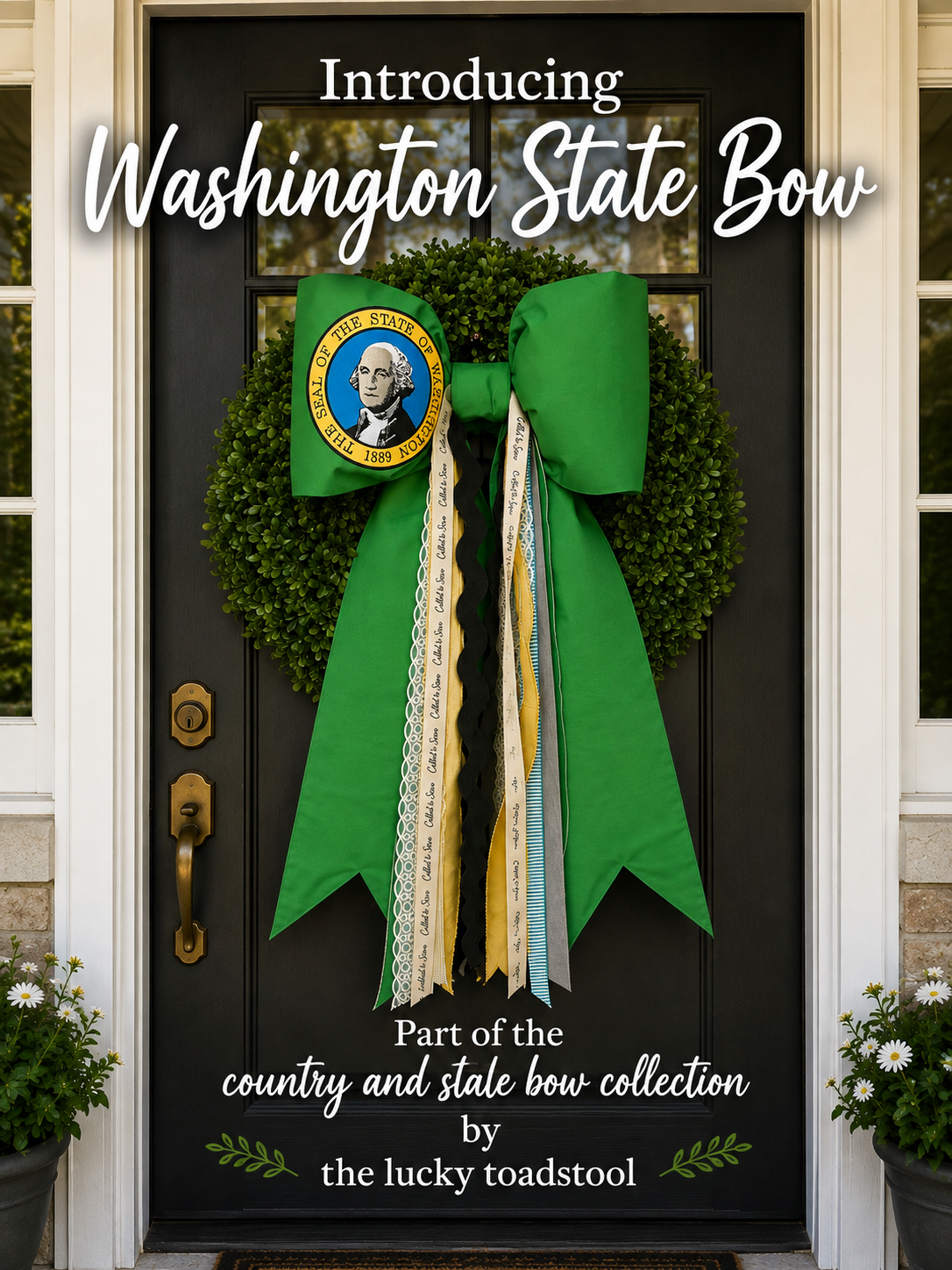 Washington State Flag Bow | Missionary Farewell Decor | Large Front Door Bow