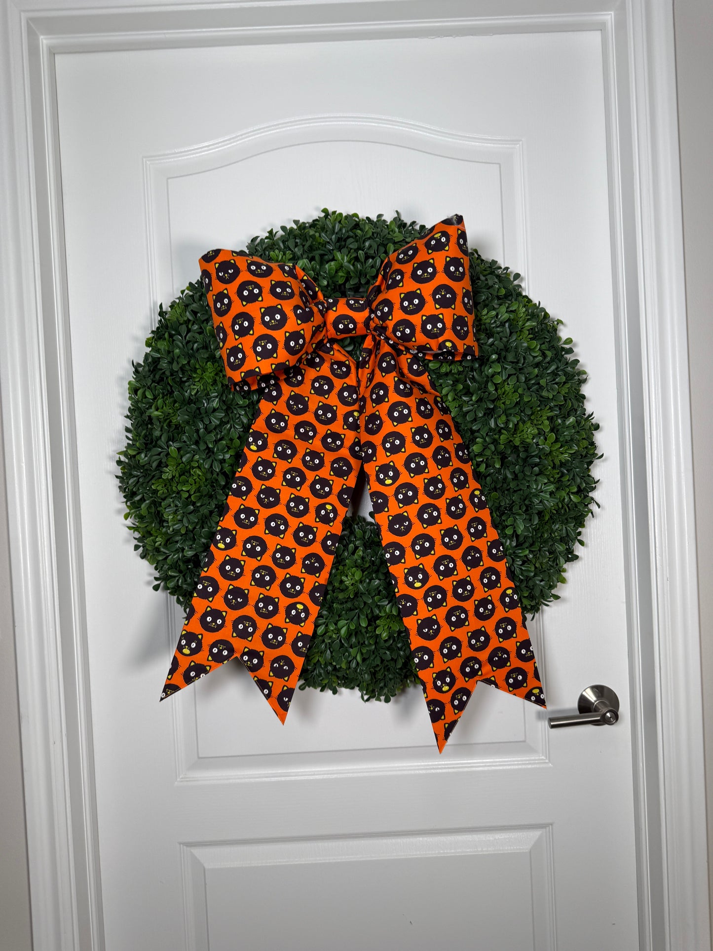 Halloween cat fabric Door Bow