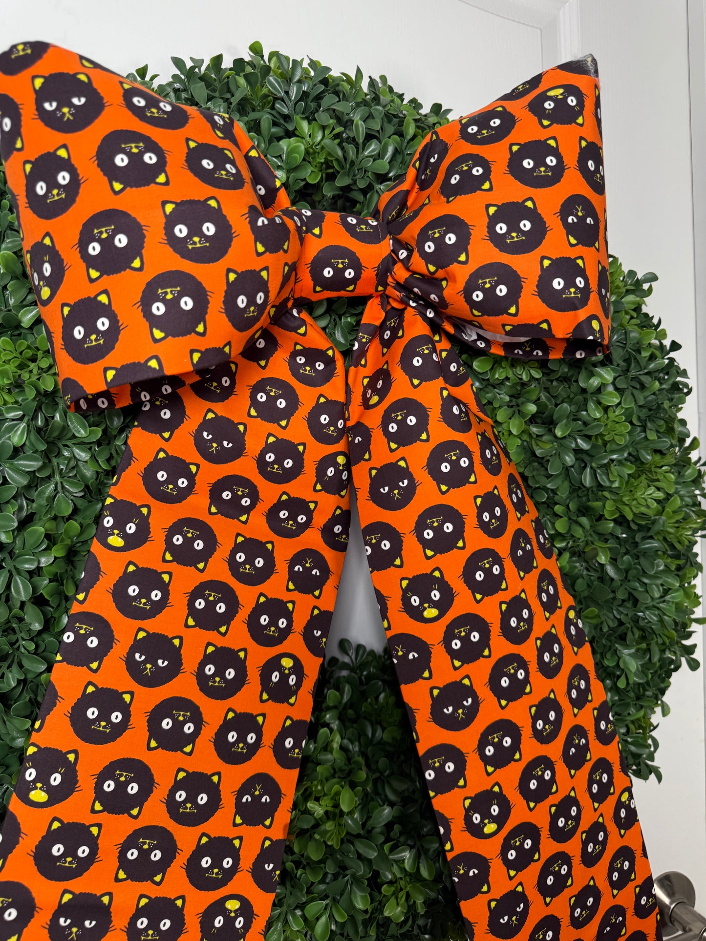 Halloween cat fabric Door Bow