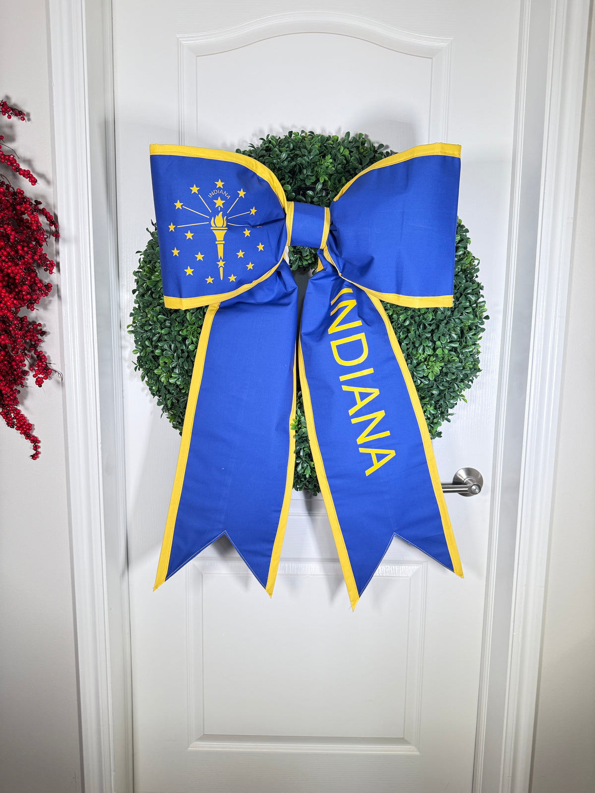 Indiana State Flag Bow | Missionary Farewell Decor | Large Front Door Bow