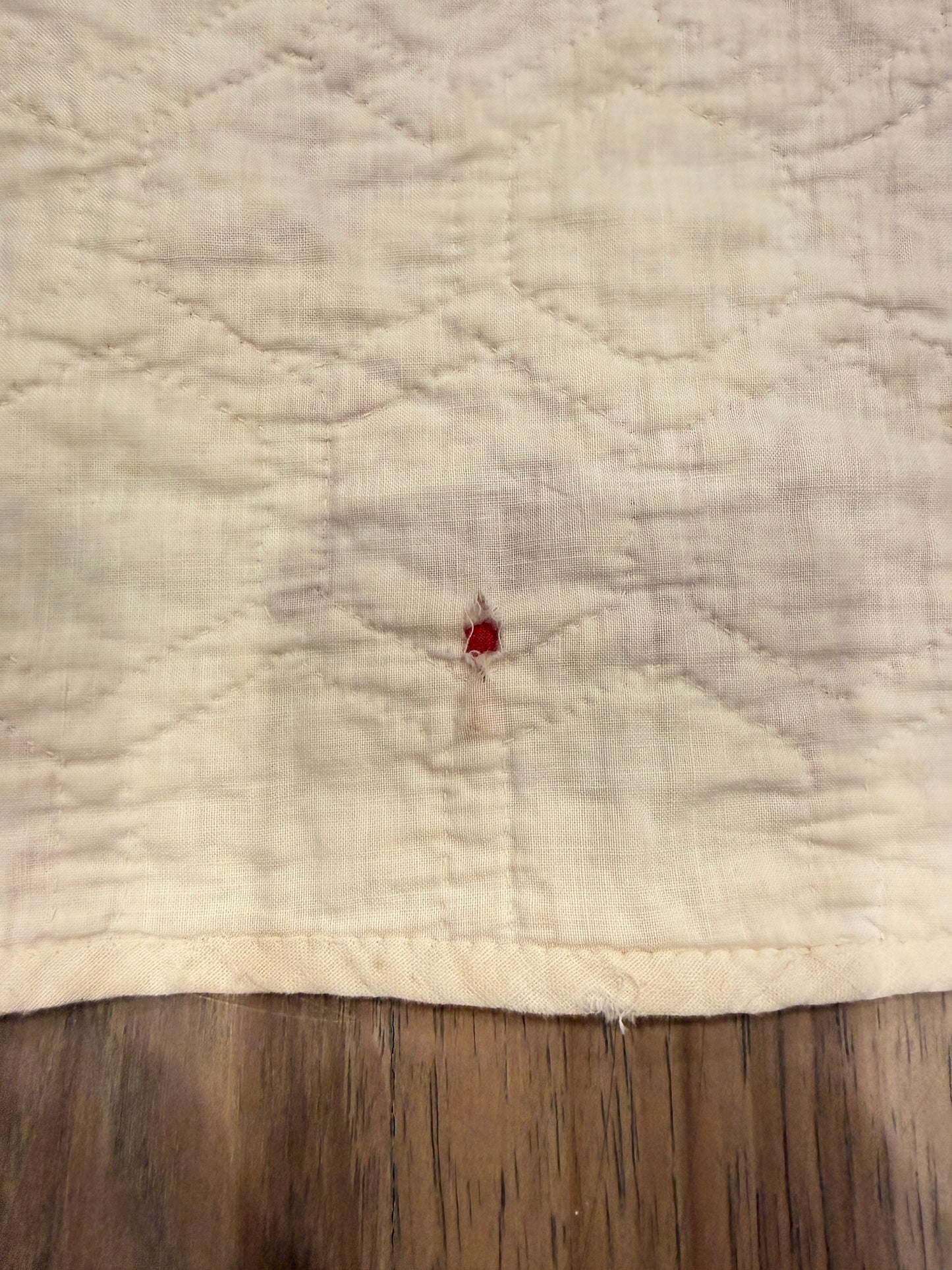 Red Mosaic Hexagon Quilt 77” x 70” Vintage Hand Pieced & Hand Quilted