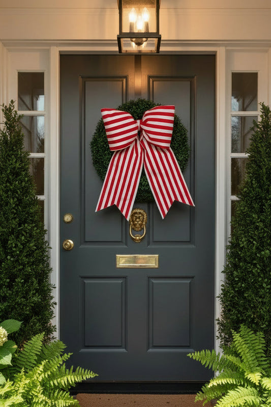 Red & White Stripe Patriotic Bow