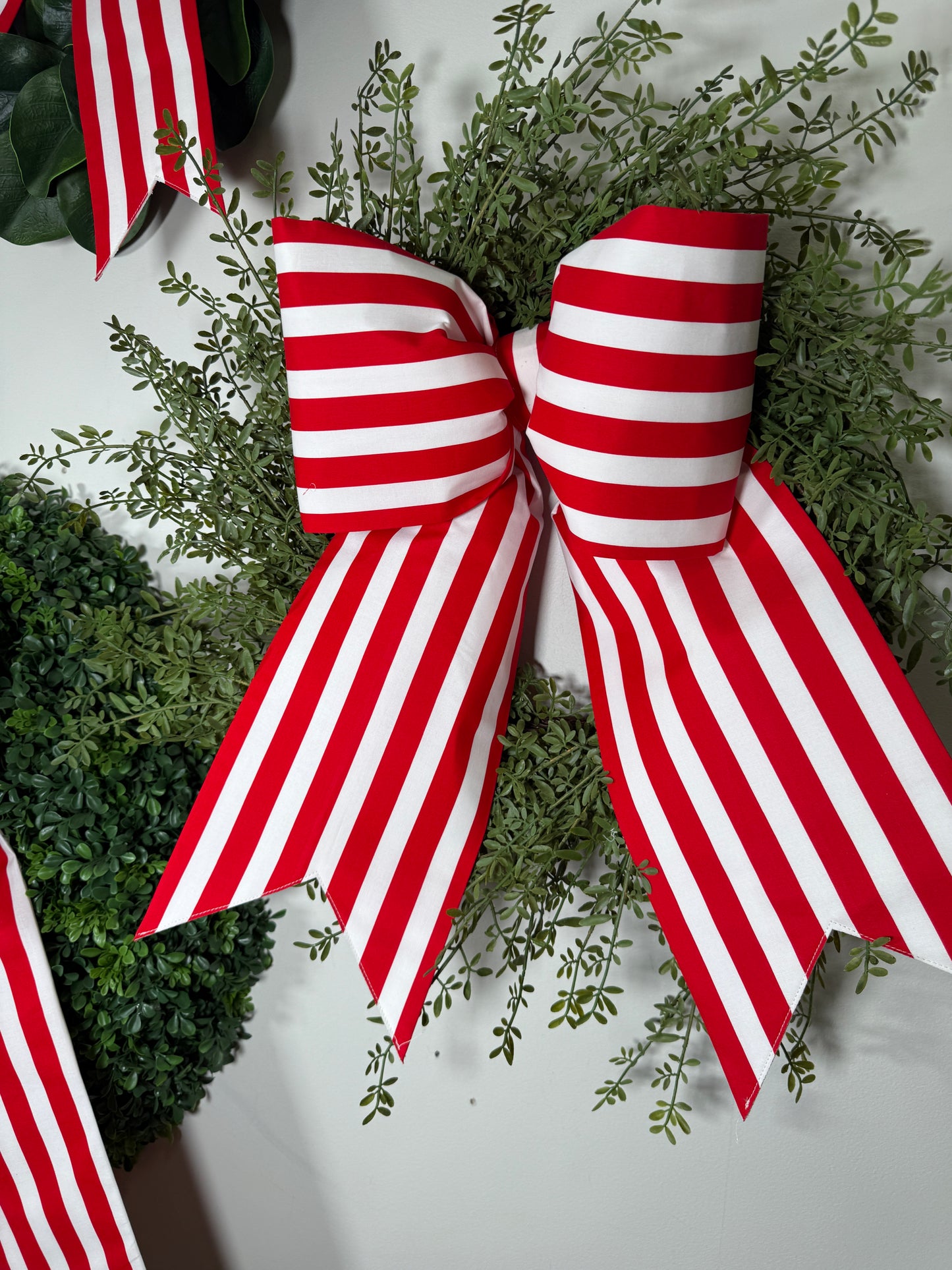 Red & White Stripe Patriotic Bow