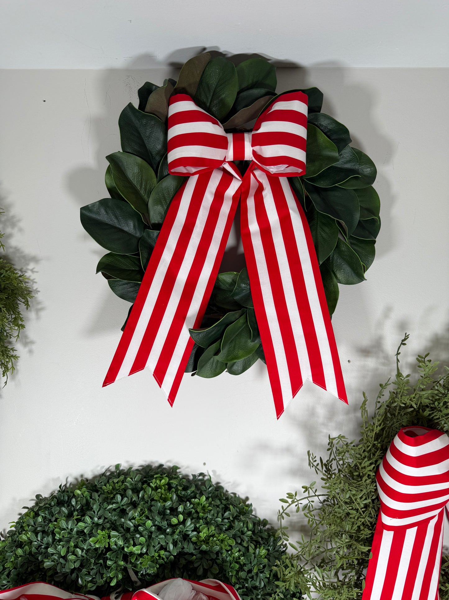 Red & White Stripe Patriotic Bow