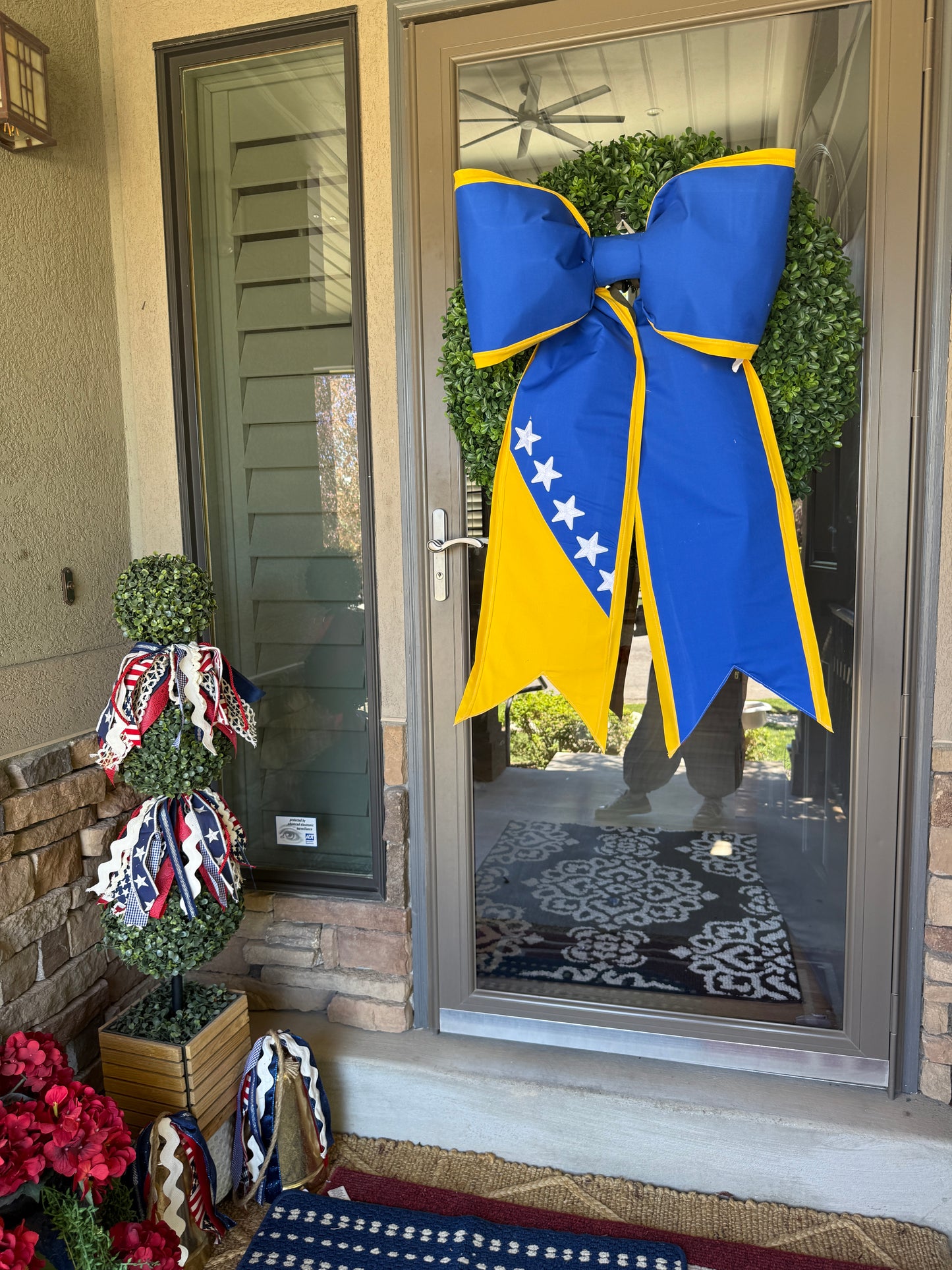 Bosnia & Herzegovina Flag Bow | Missionary Farewell & Country Pride Decor | Large Front Door Bow