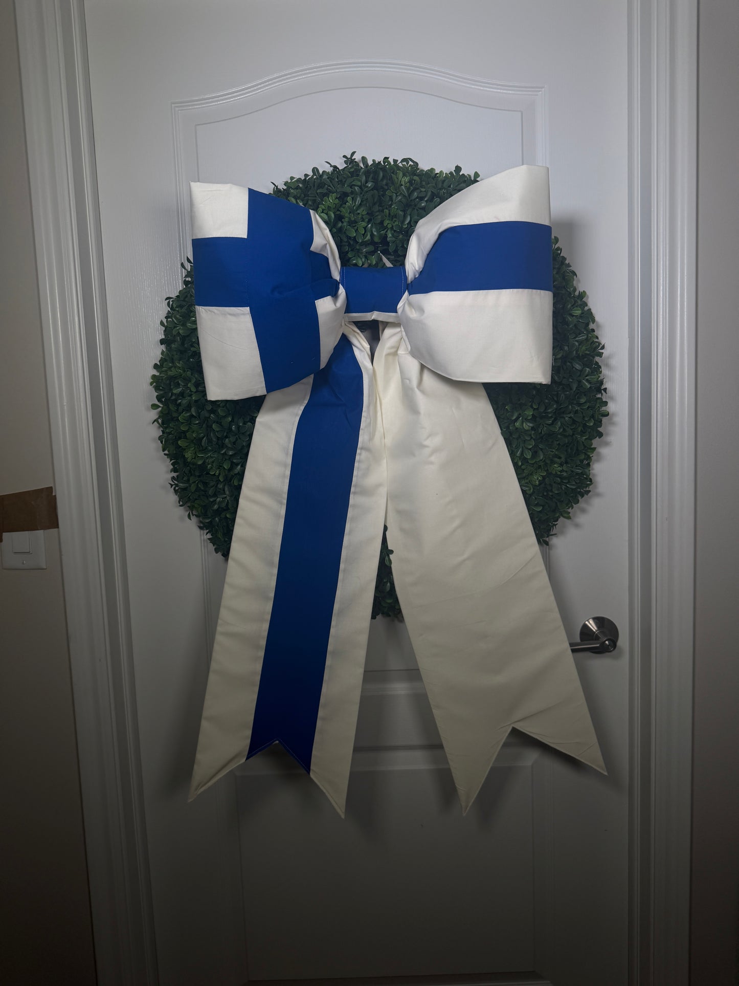 Finland Flag Bow | Missionary Farewell Decor | Large Front Door Bow