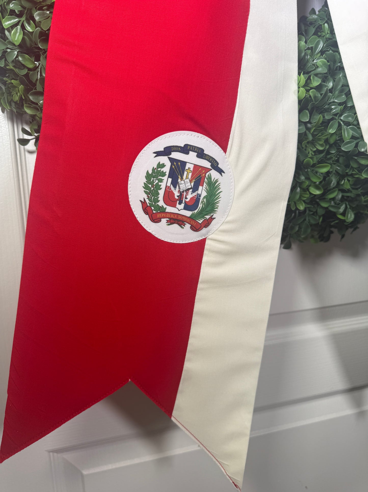 Dominican Republic Flag Bow | Missionary Farewell Decor | Large Front Door Bow