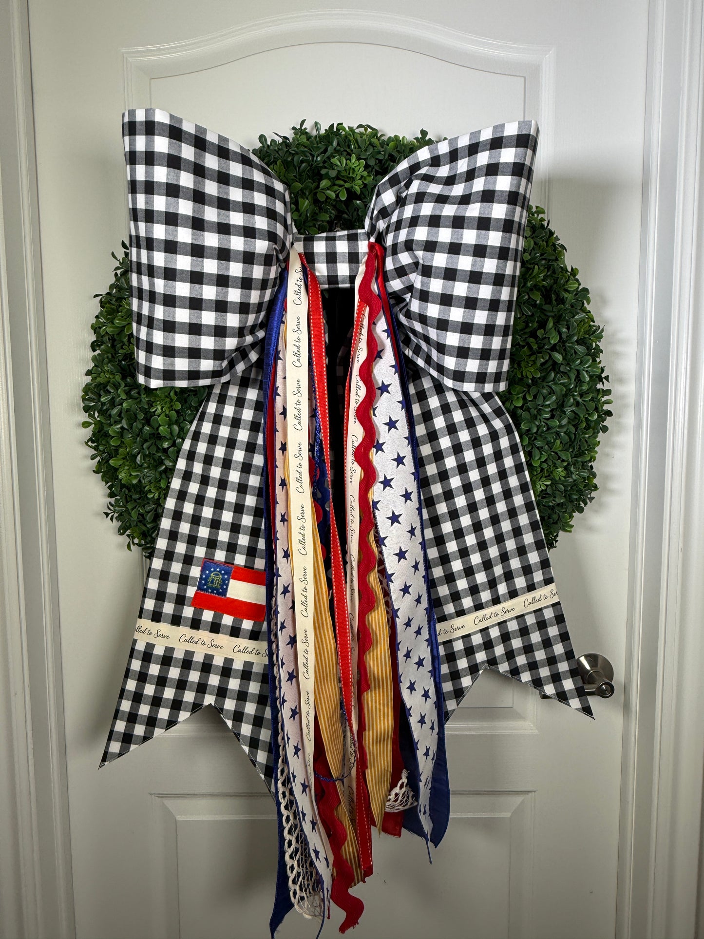 Custom Flag Bow | Missionary Farewell Decor | Large Front Door Bow