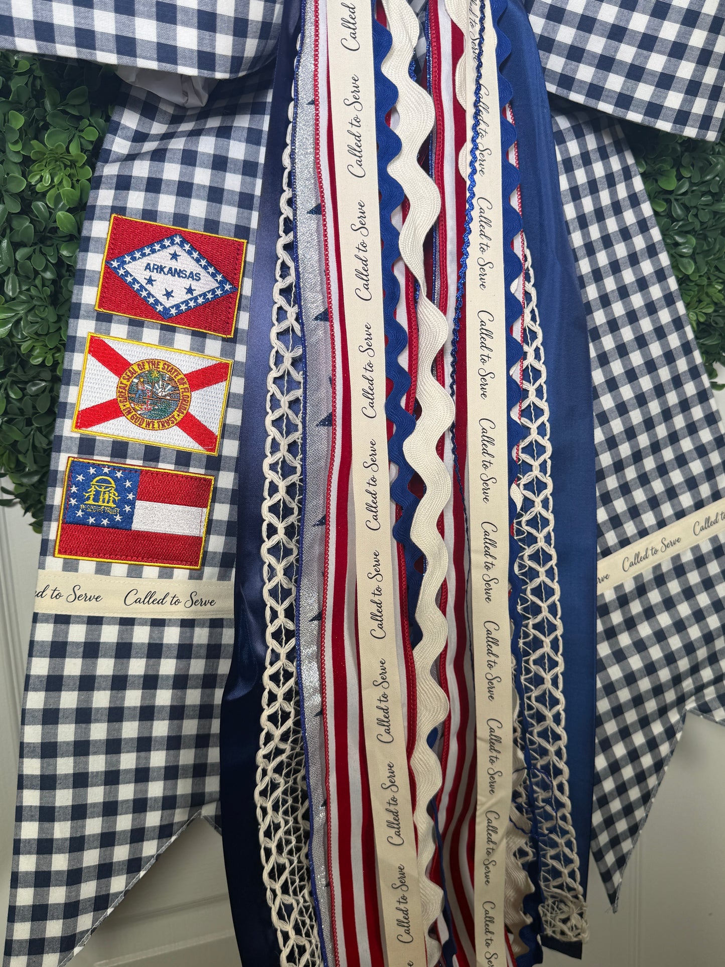 Custom Flag Bow | Missionary Farewell Decor | Large Front Door Bow