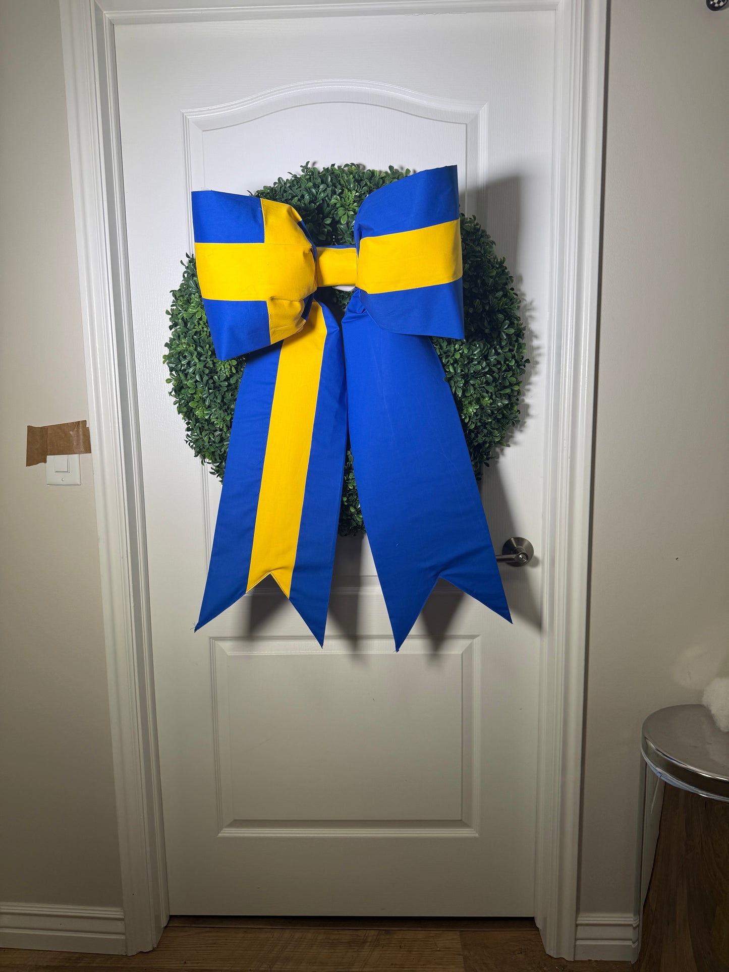 Sweden Flag Bow | Missionary Farewell Decor | Large Front Door Bow