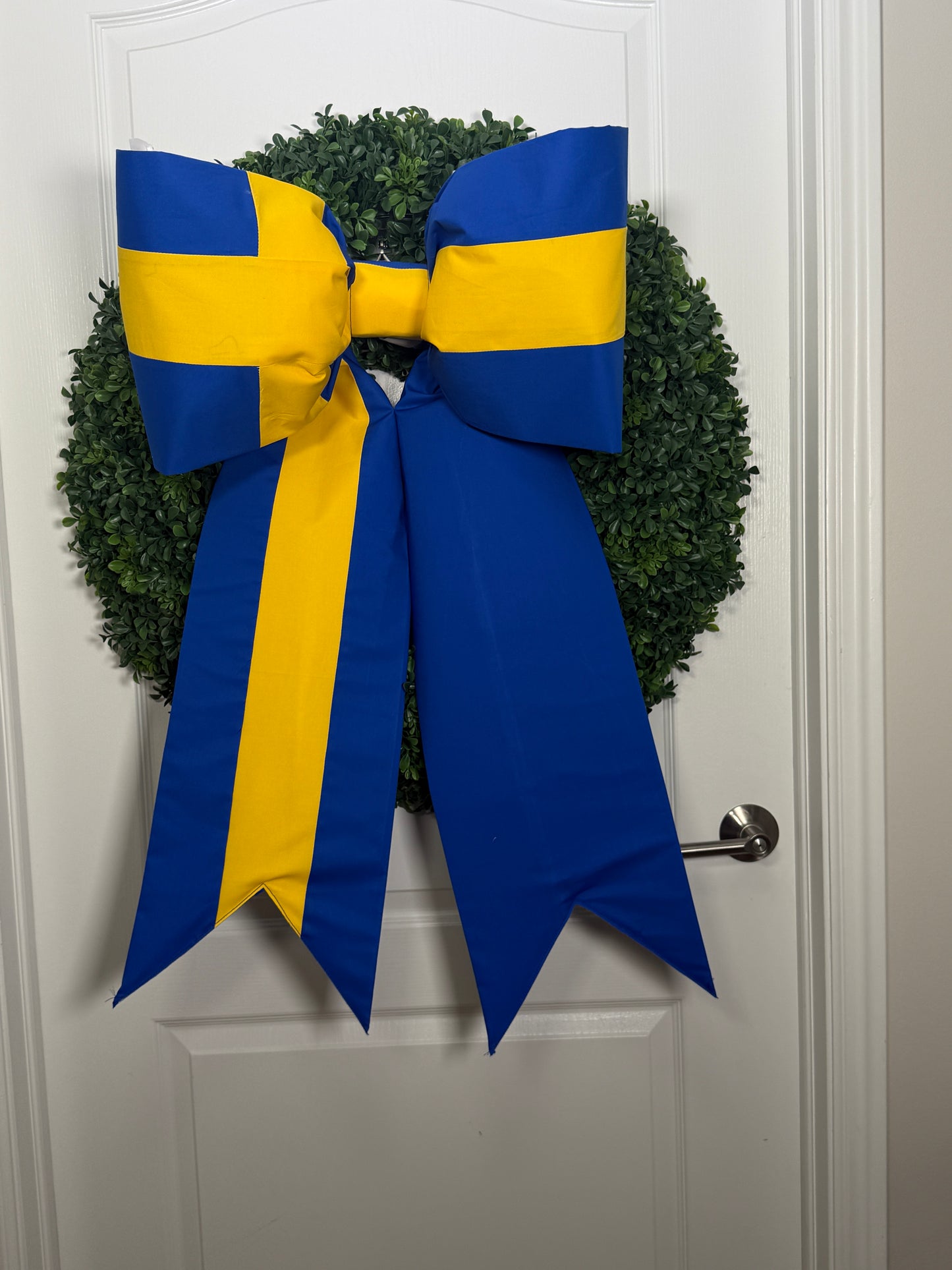 Sweden Flag Bow | Missionary Farewell Decor | Large Front Door Bow