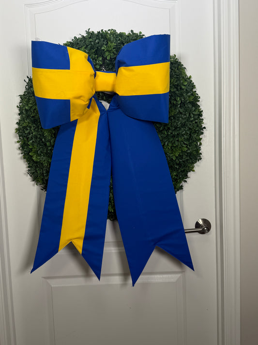 Sweden Flag Bow | Missionary Farewell Decor | Large Front Door Bow
