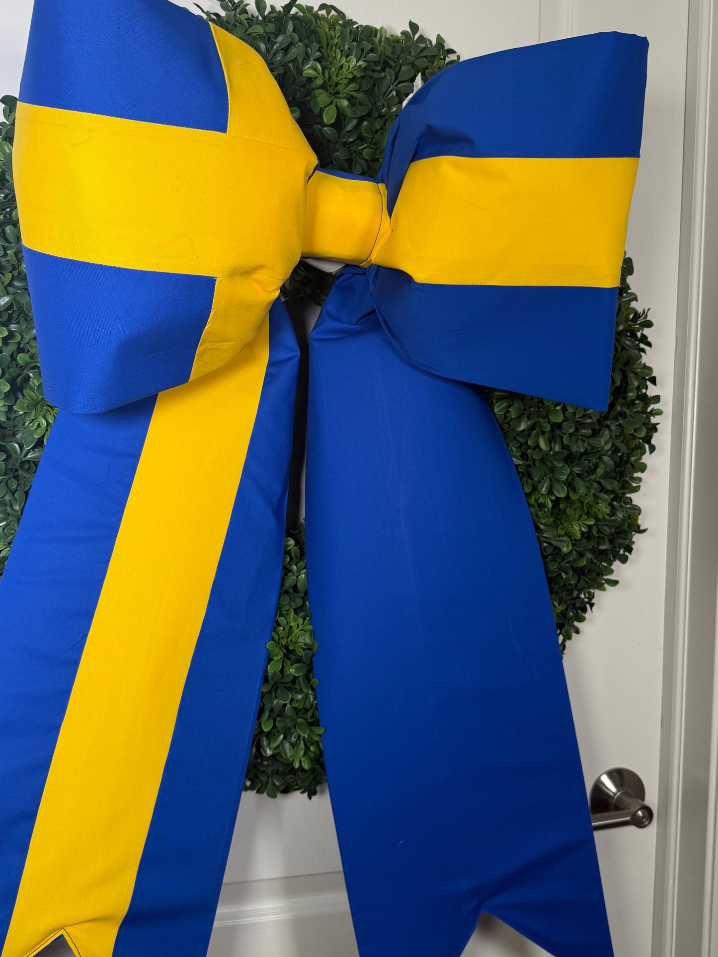 Sweden Flag Bow | Missionary Farewell Decor | Large Front Door Bow