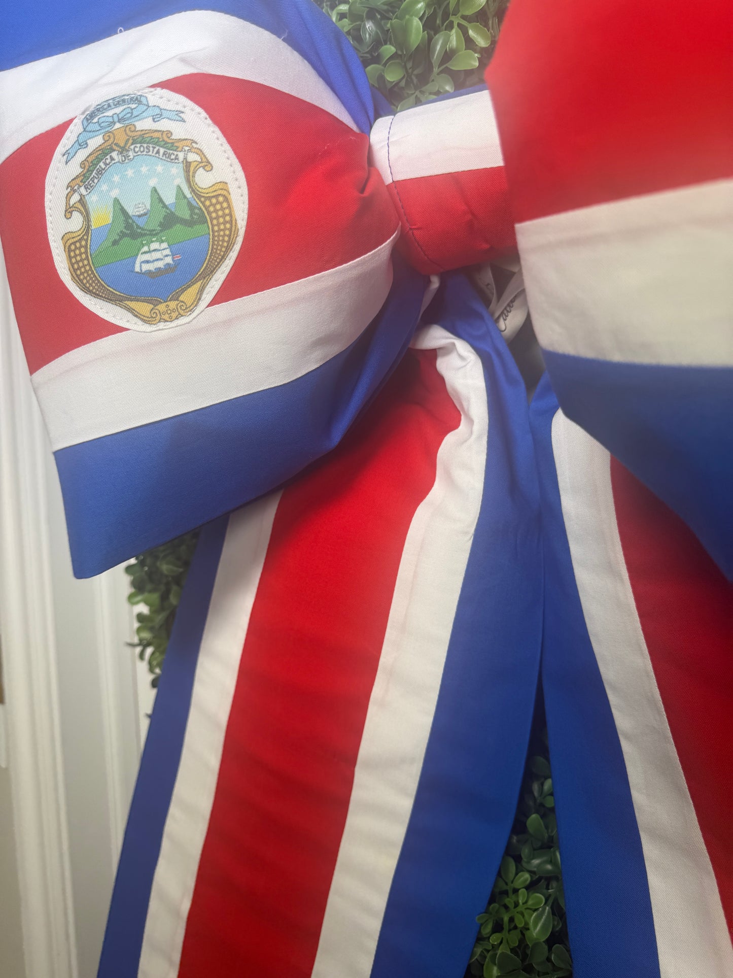 Costa Rica Flag Bow | Missionary Farewell Decor | Large Front Door Bow