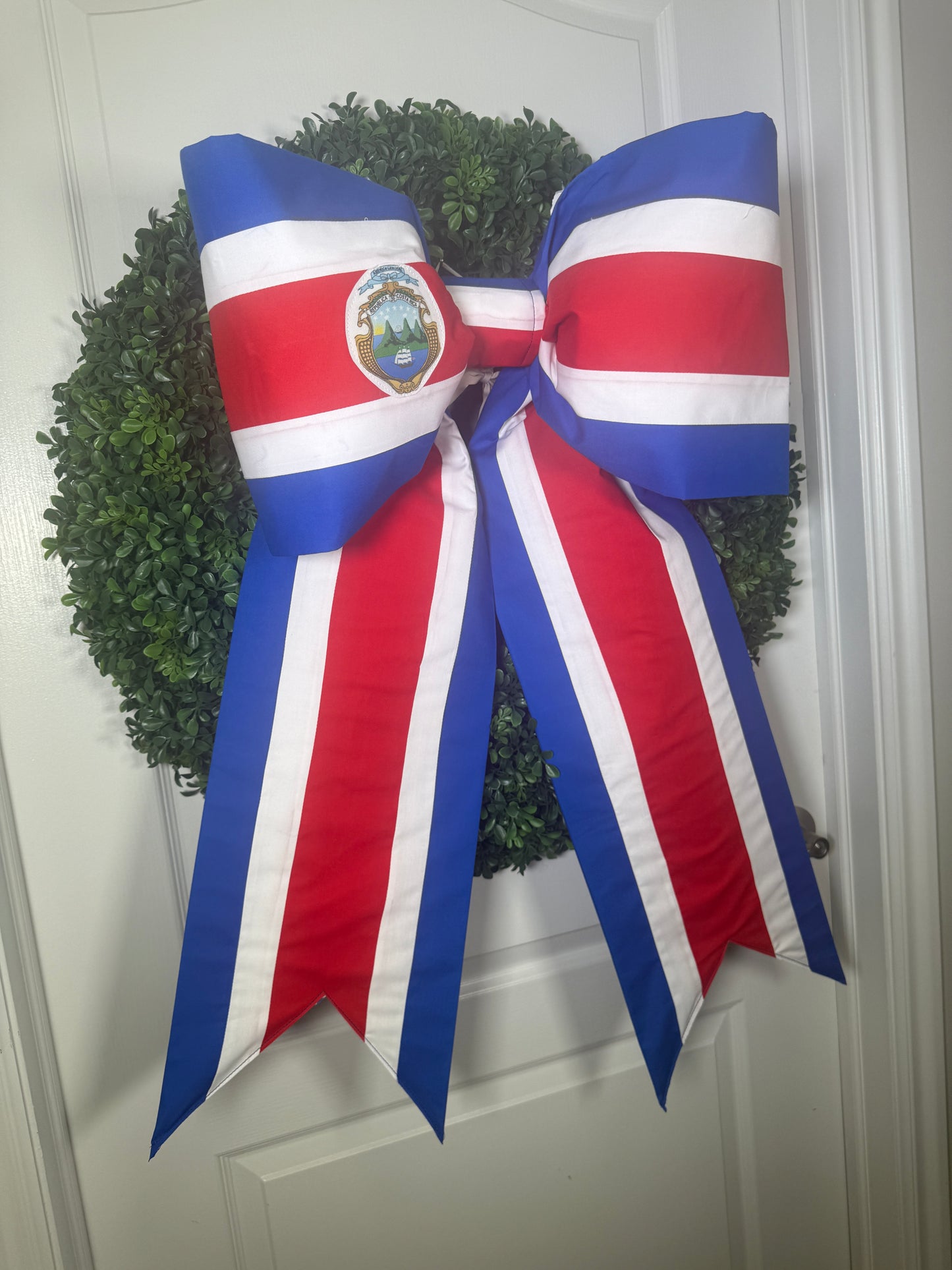 Costa Rica Flag Bow | Missionary Farewell Decor | Large Front Door Bow