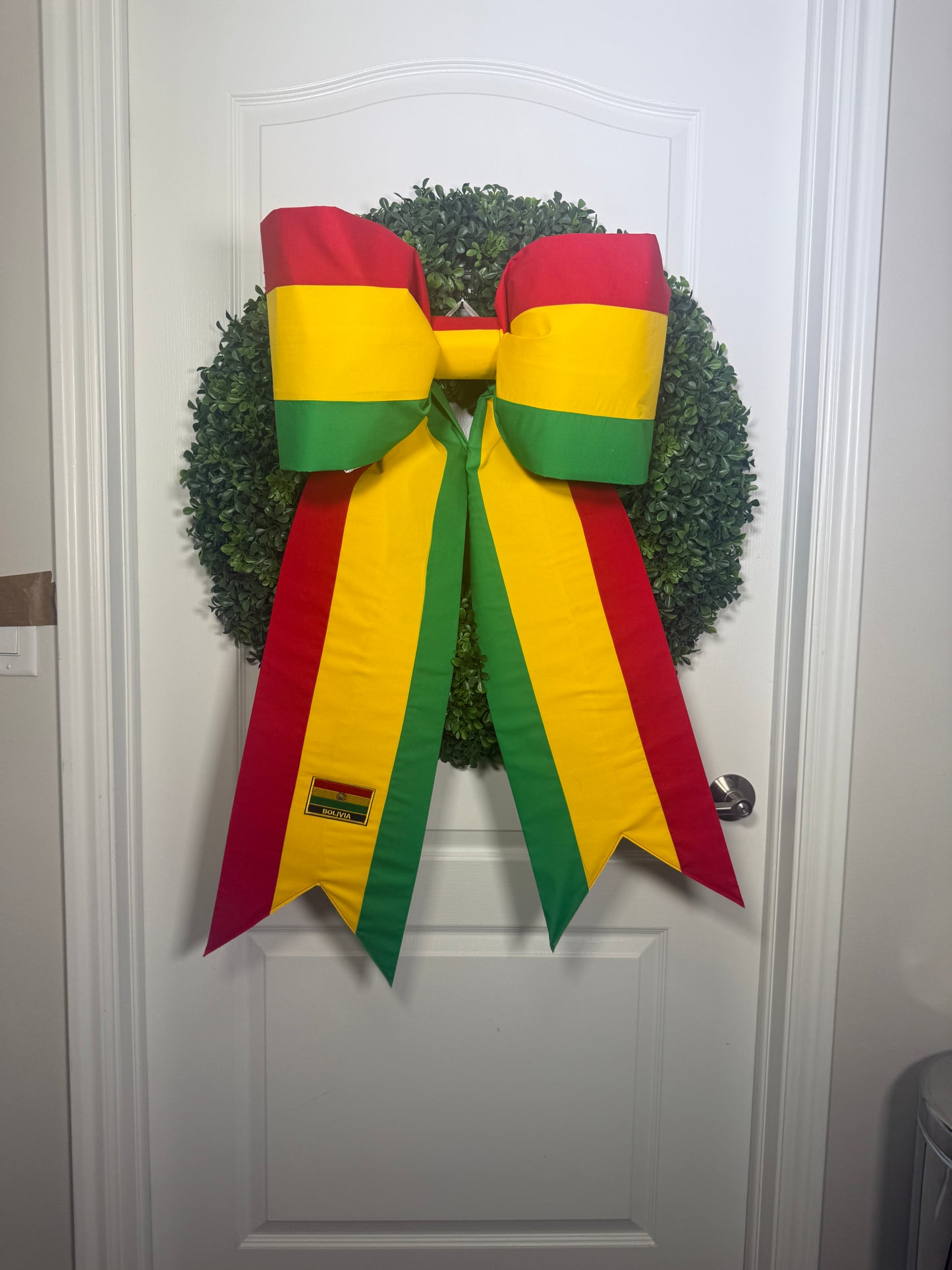 Bolivia Flag Bow | Missionary Farewell Decor | Large Front Door Bow