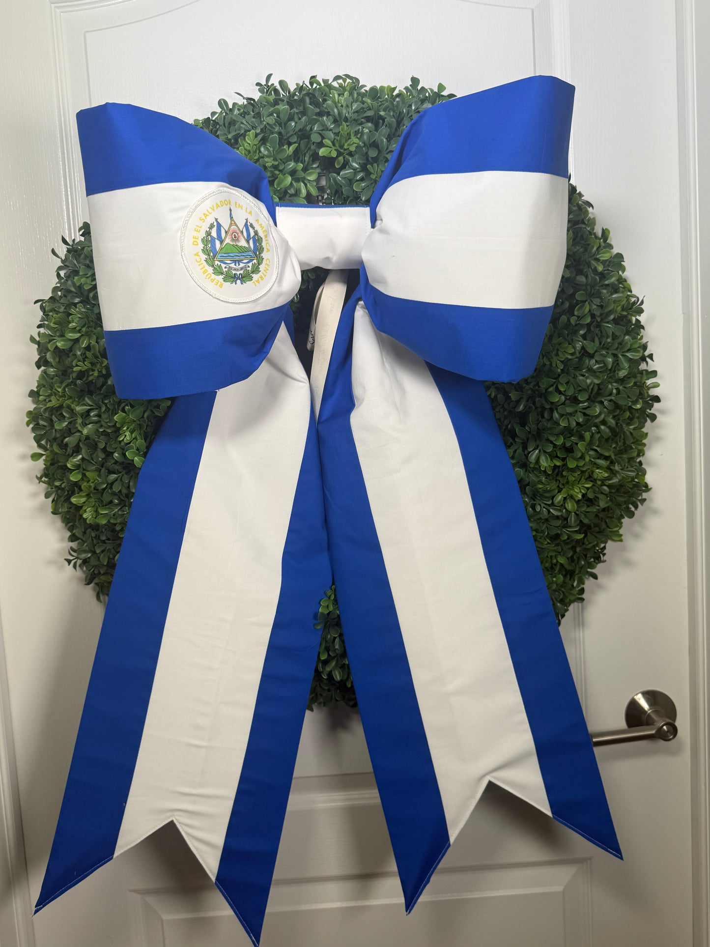 El SalvadorFlag Bow | Missionary Farewell Decor | Large Front Door Bow