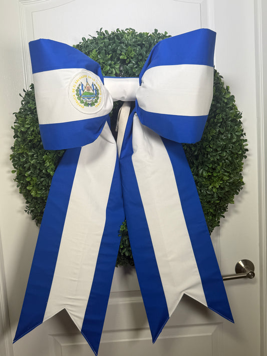 El SalvadorFlag Bow | Missionary Farewell Decor | Large Front Door Bow