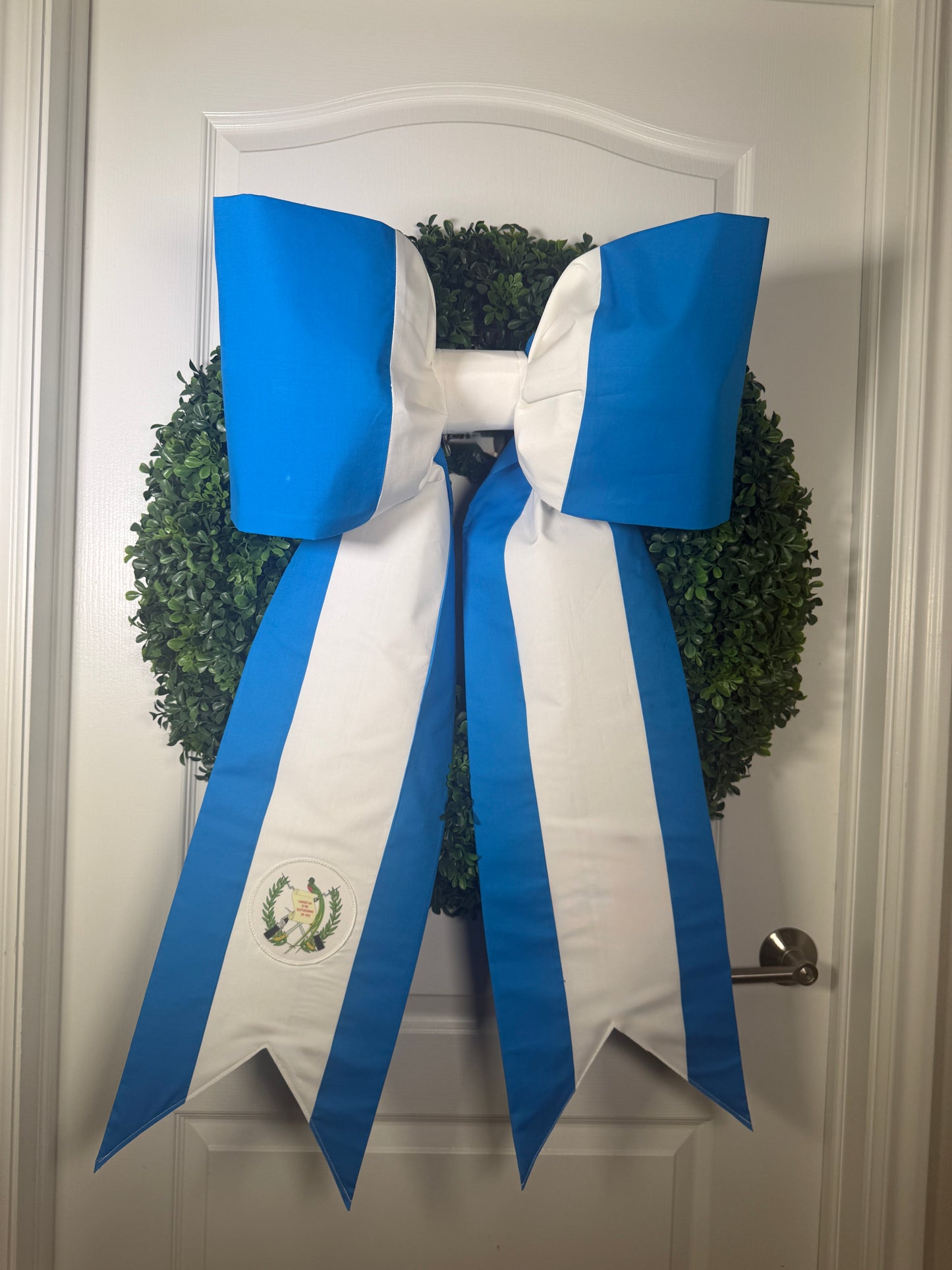Guatemala Flag Bow | Missionary Farewell Decor | Large Front Door Bow