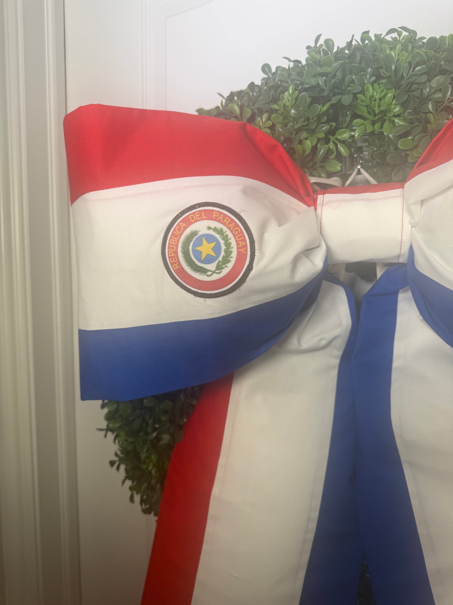 Paraguay Flag Bow | Missionary Farewell Decor | Large Front Door Bow