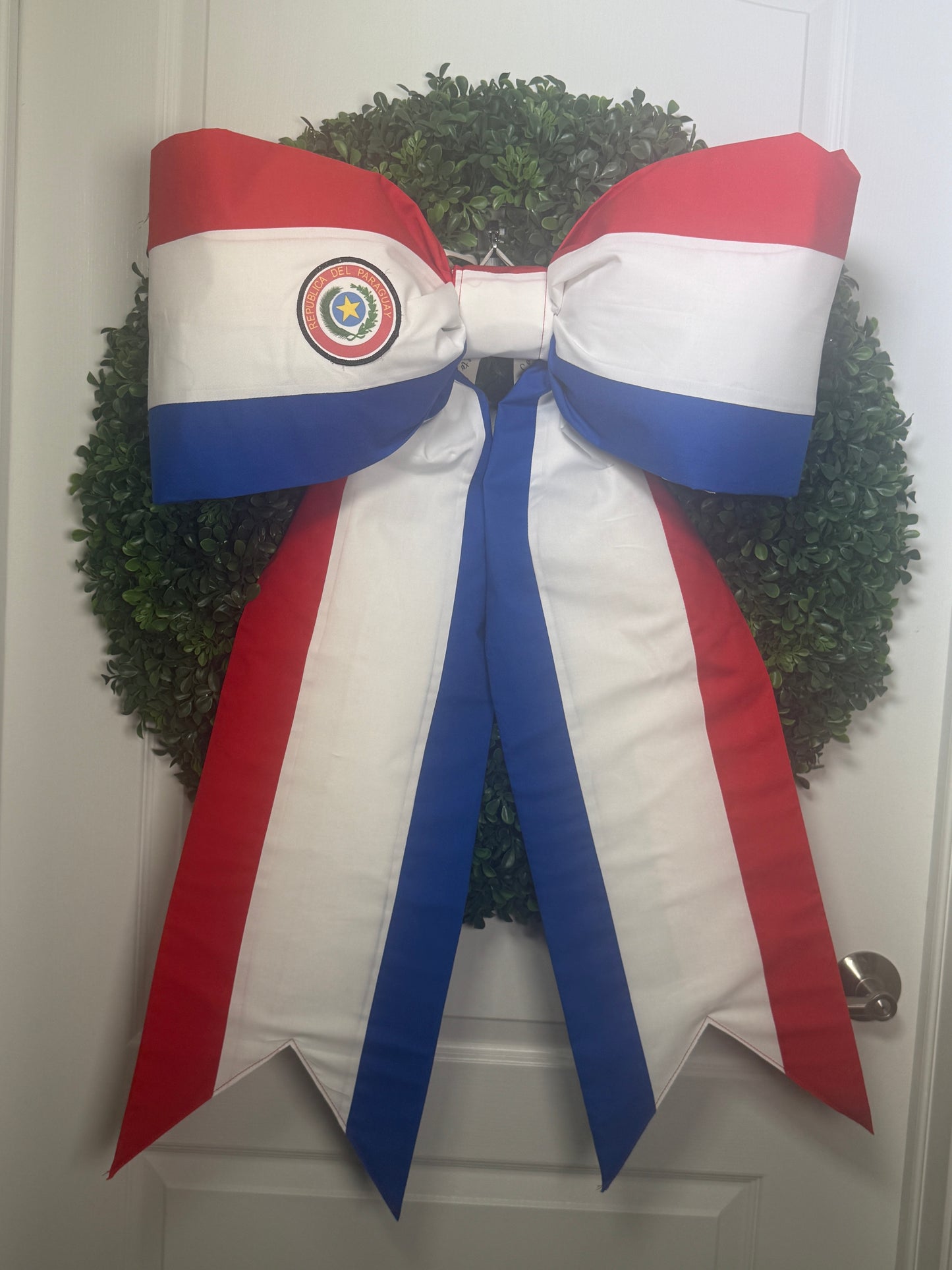 Paraguay Flag Bow | Missionary Farewell Decor | Large Front Door Bow