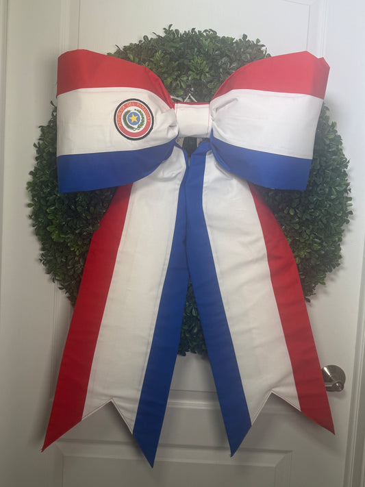 Paraguay Flag Bow | Missionary Farewell Decor | Large Front Door Bow