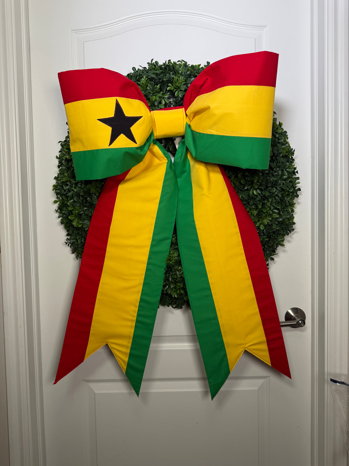 Ghana Flag Bow | Missionary Farewell Decor | Large Front Door Bow