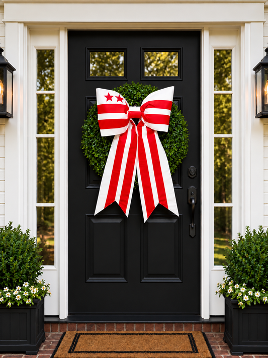 Washington DC Flag Bow | Missionary Farewell Decor | Large Front Door Bow