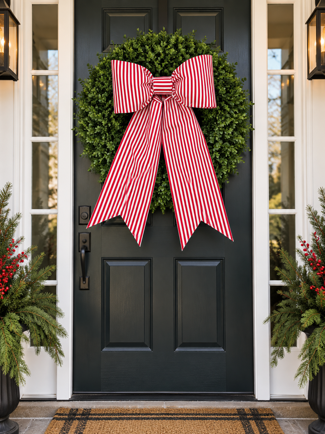 Red & White Stripe Bow