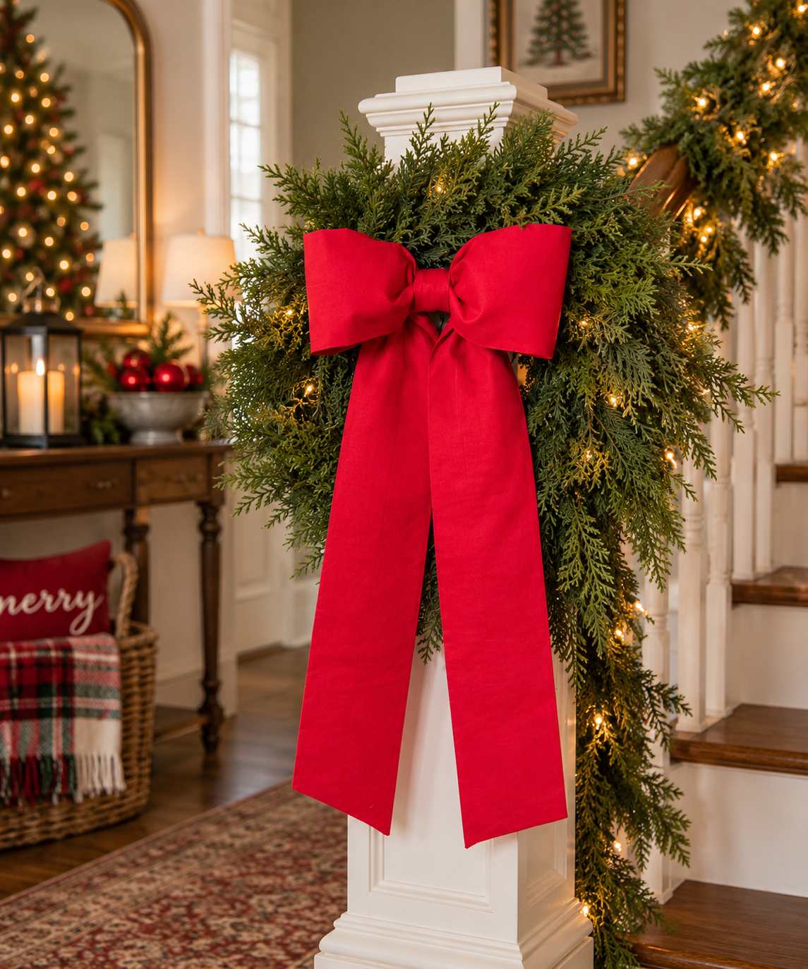 Red Shimmer Fabric Bow | Handmade Christmas & Valentine’s Wreath Bow | Oversized Front Door Decor