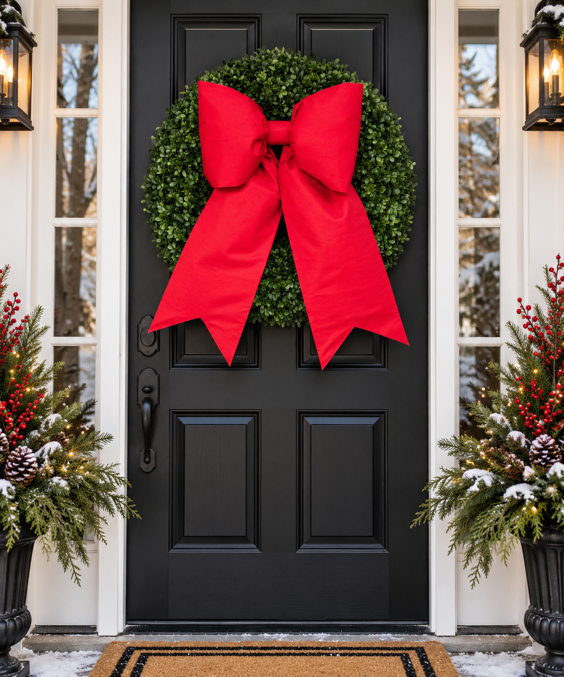 Red Shimmer Fabric Bow | Handmade Christmas & Valentine’s Wreath Bow | Oversized Front Door Decor