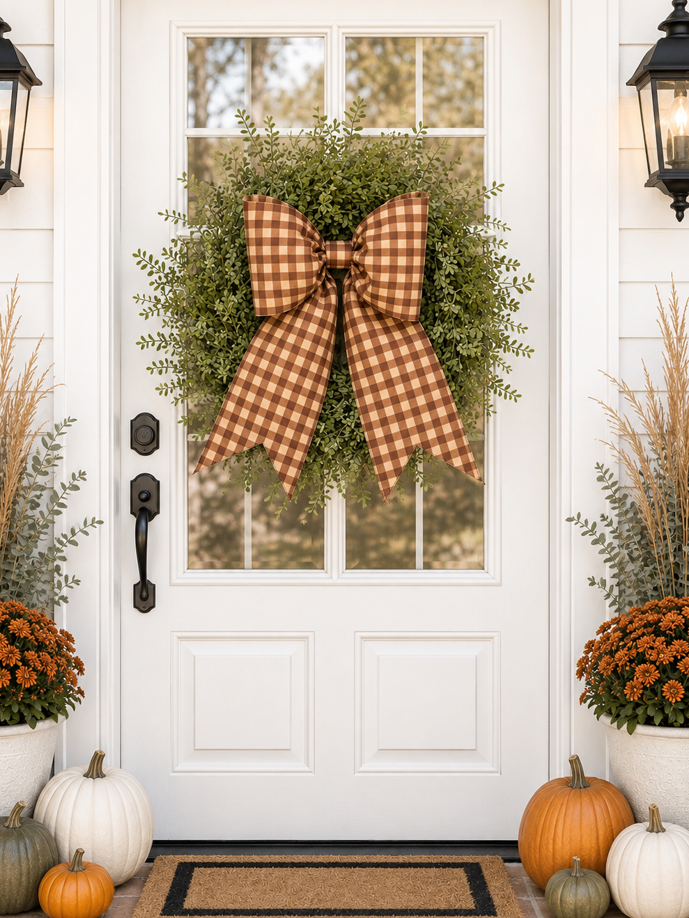 Brown Gingham Bow
