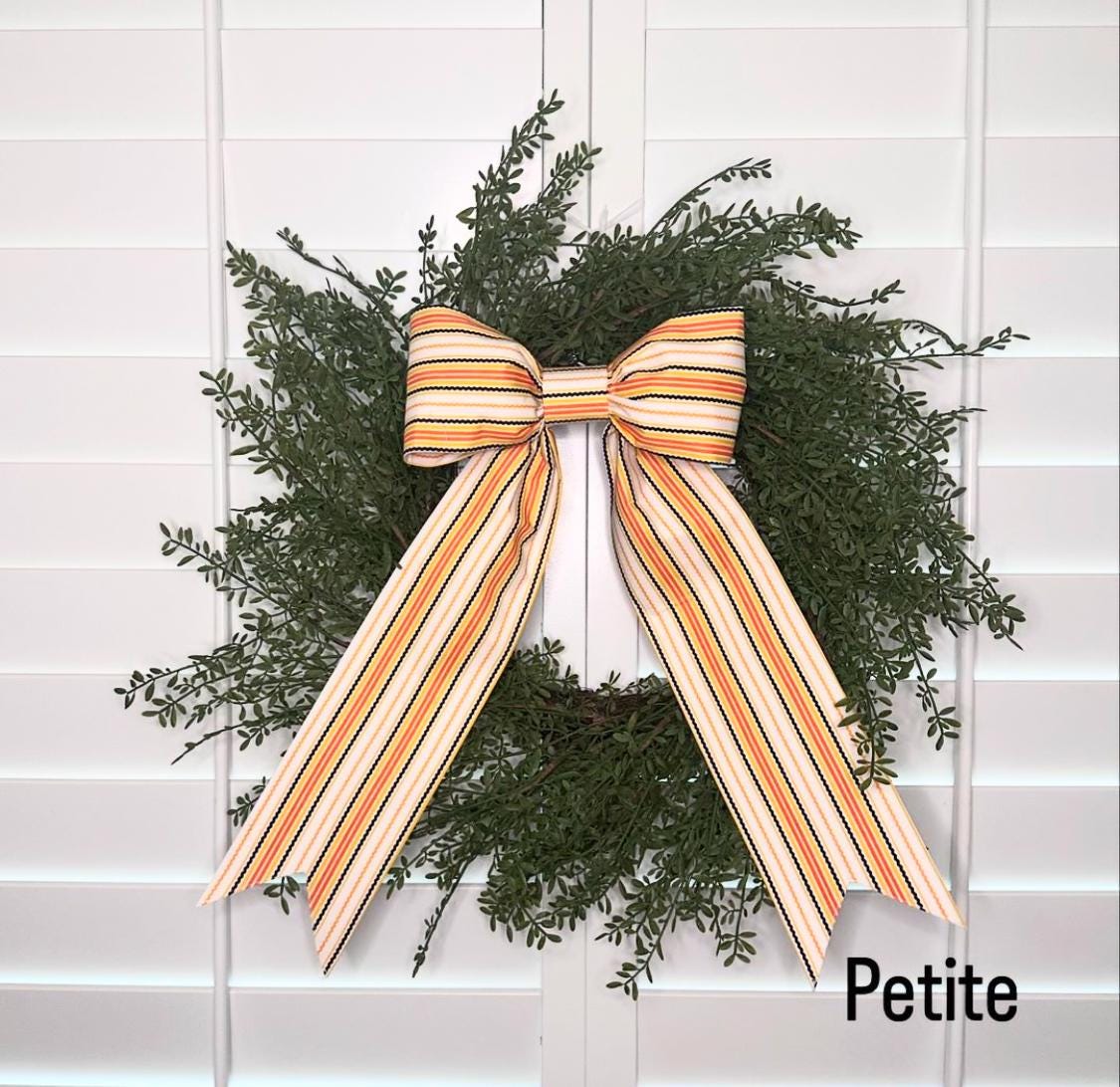 Large Bows for Doors and Decor black with orange stripes