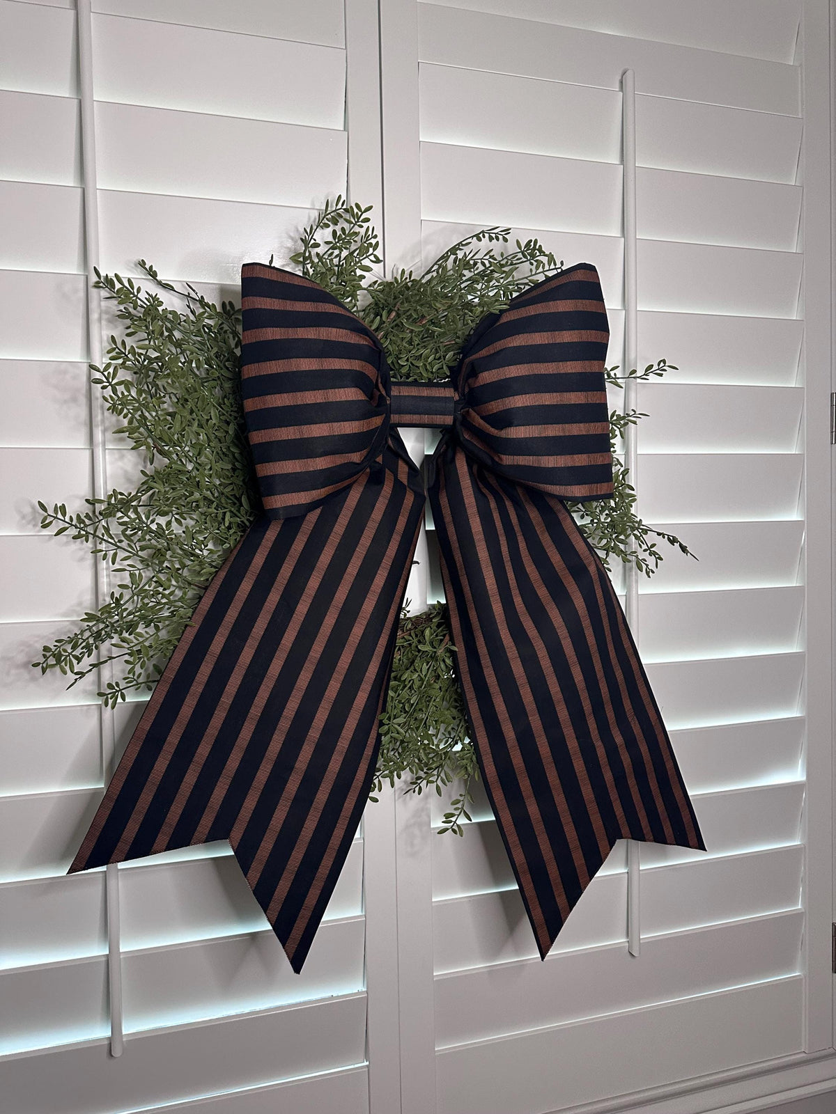 Large Bows for Doors and Decor black with orange stripes