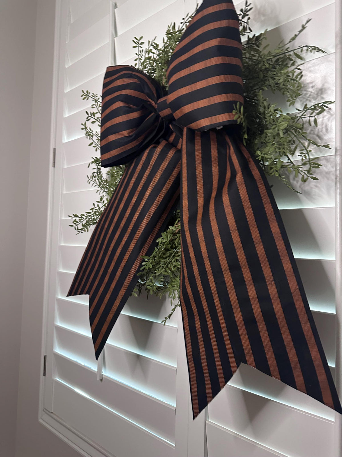 Large Bows for Doors and Decor black with orange stripes