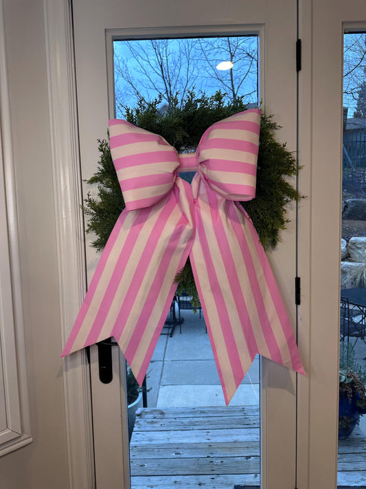 mega bow in bold pink stripe