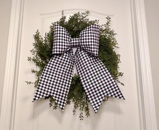 Navy Gingham Bow