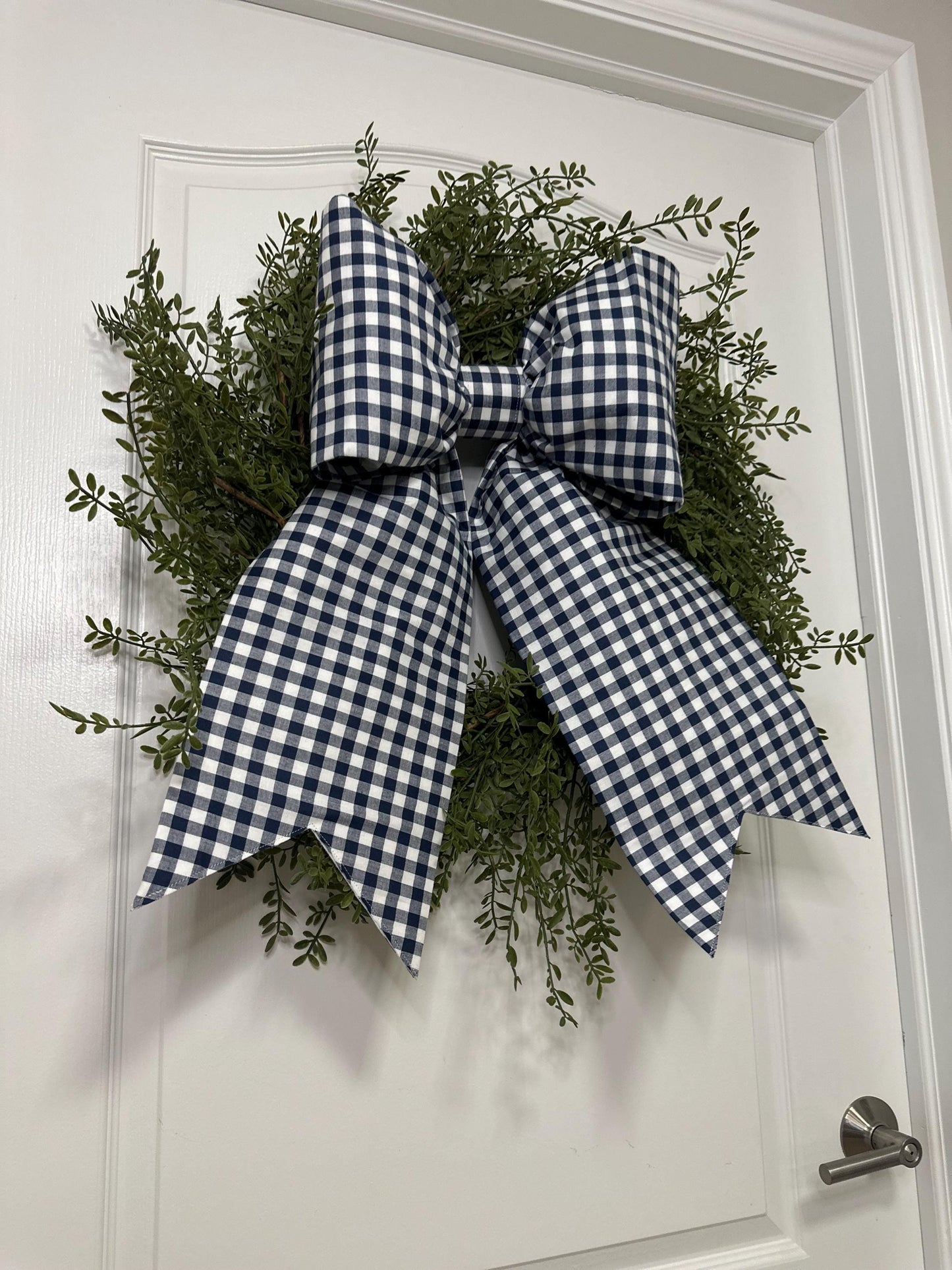 Navy Gingham Bow