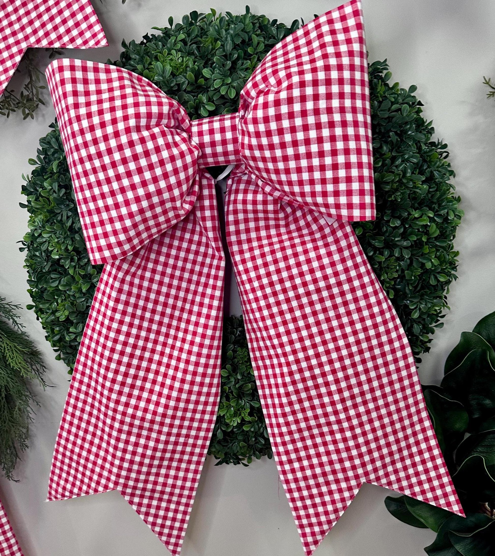 Mega size Red Gingham Check Bow will hold its shape