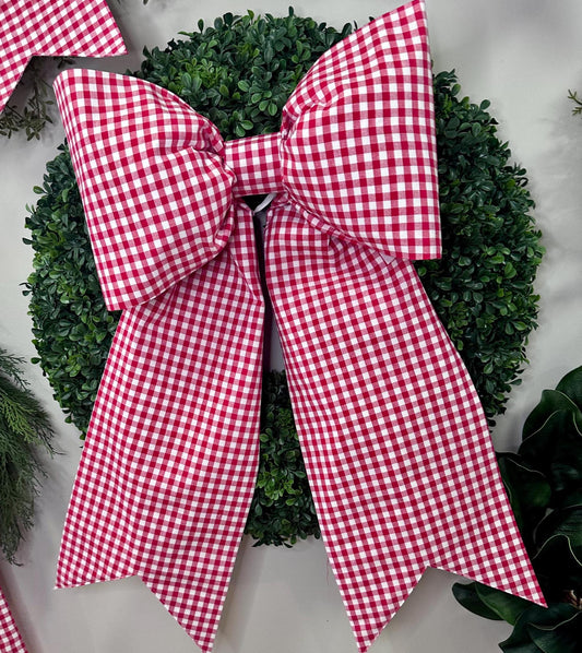 Mega size Red Gingham Check Bow will hold its shape