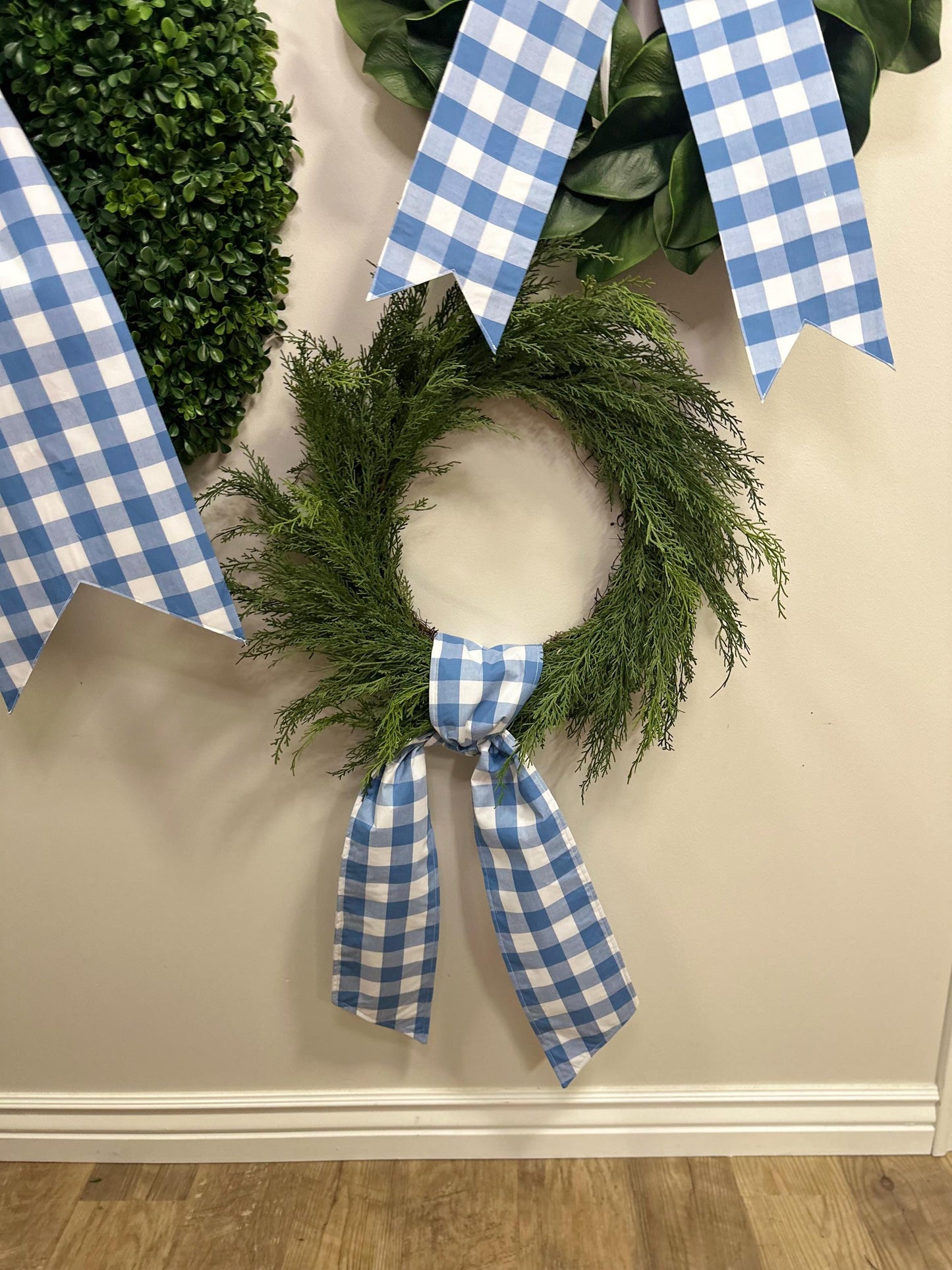 60" Sash in  Country Blue 1" Gingham Fabric