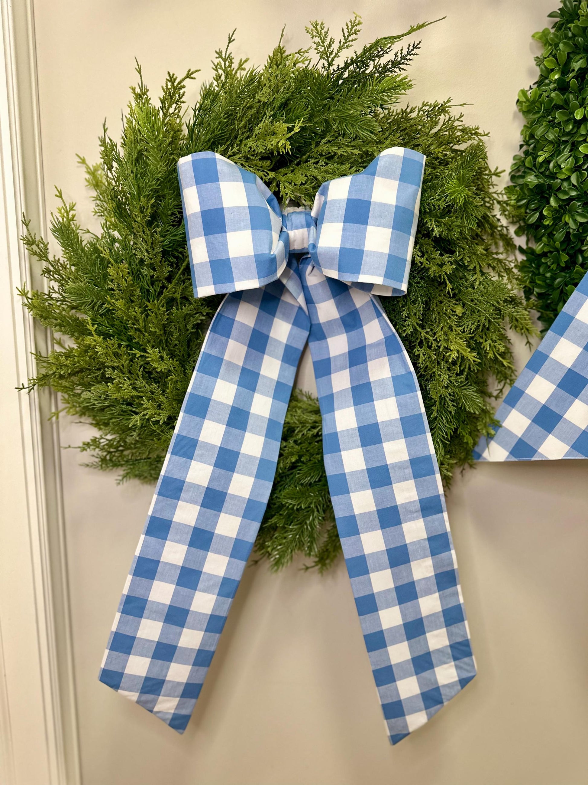 Classic Size Country Blue 1" Gingham Fabric Bow