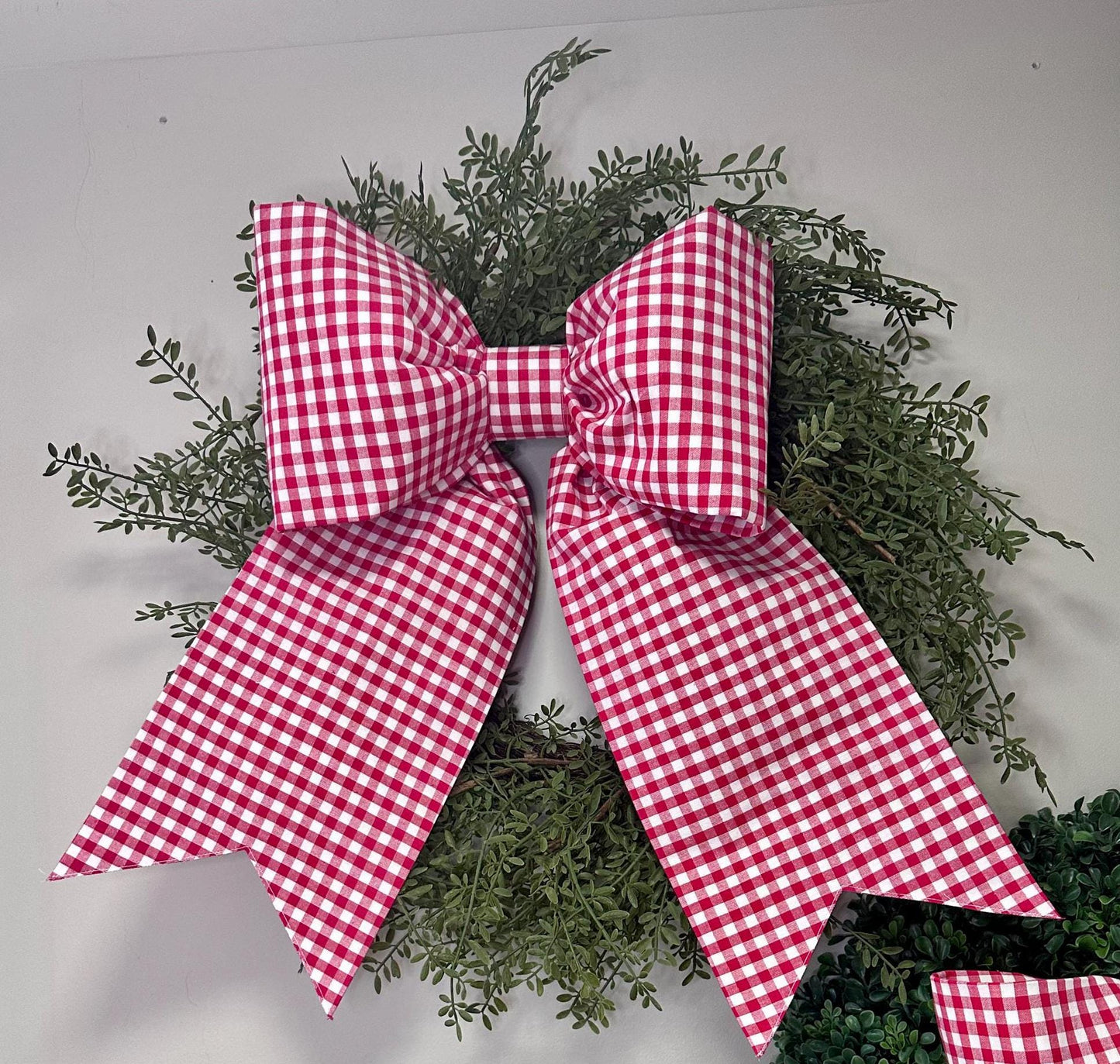 Grand size Red Gingham Check Bow will hold its shape