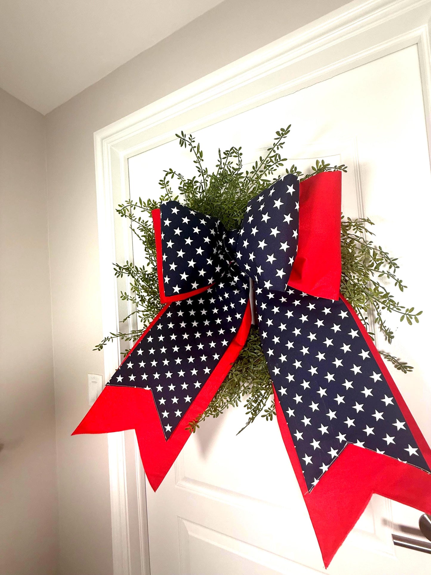 Red & Navy Stars Double Bow