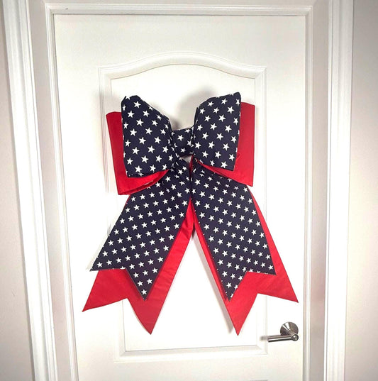 Red & Navy Stars Double Bow