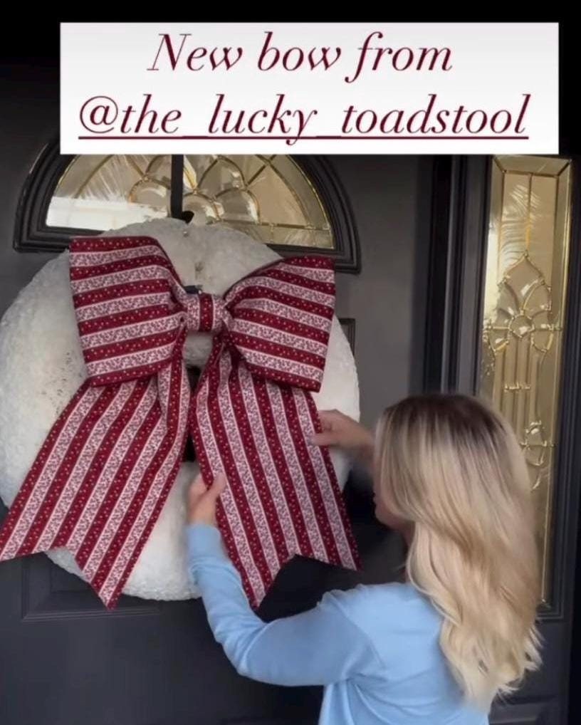 Patriotic Floral Stripe Bow