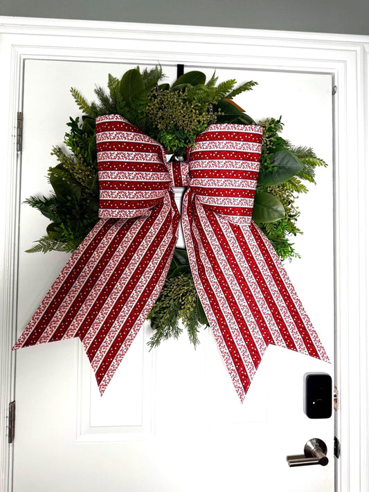 Patriotic Floral Stripe Bow