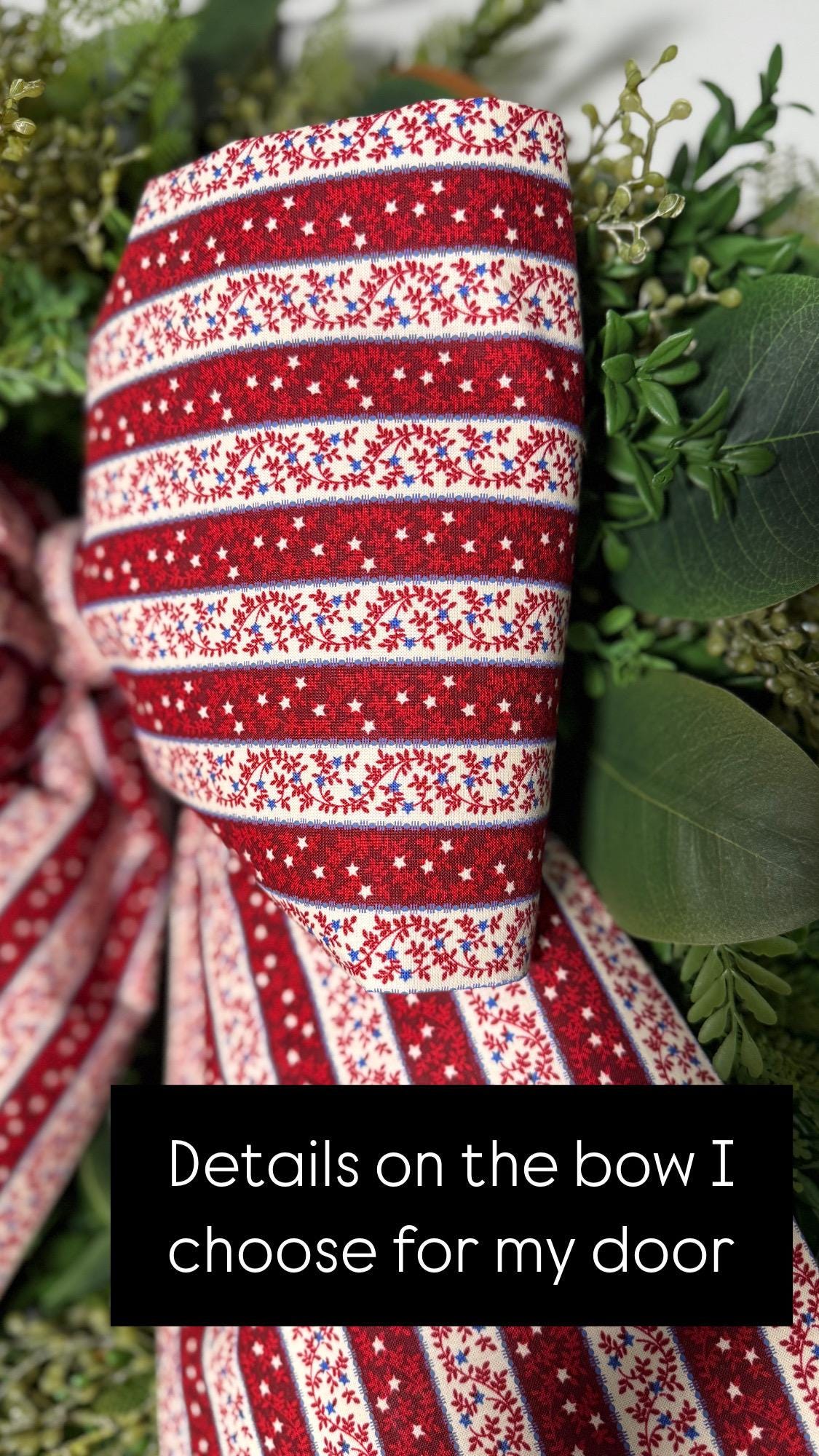 Patriotic Floral Stripe Bow