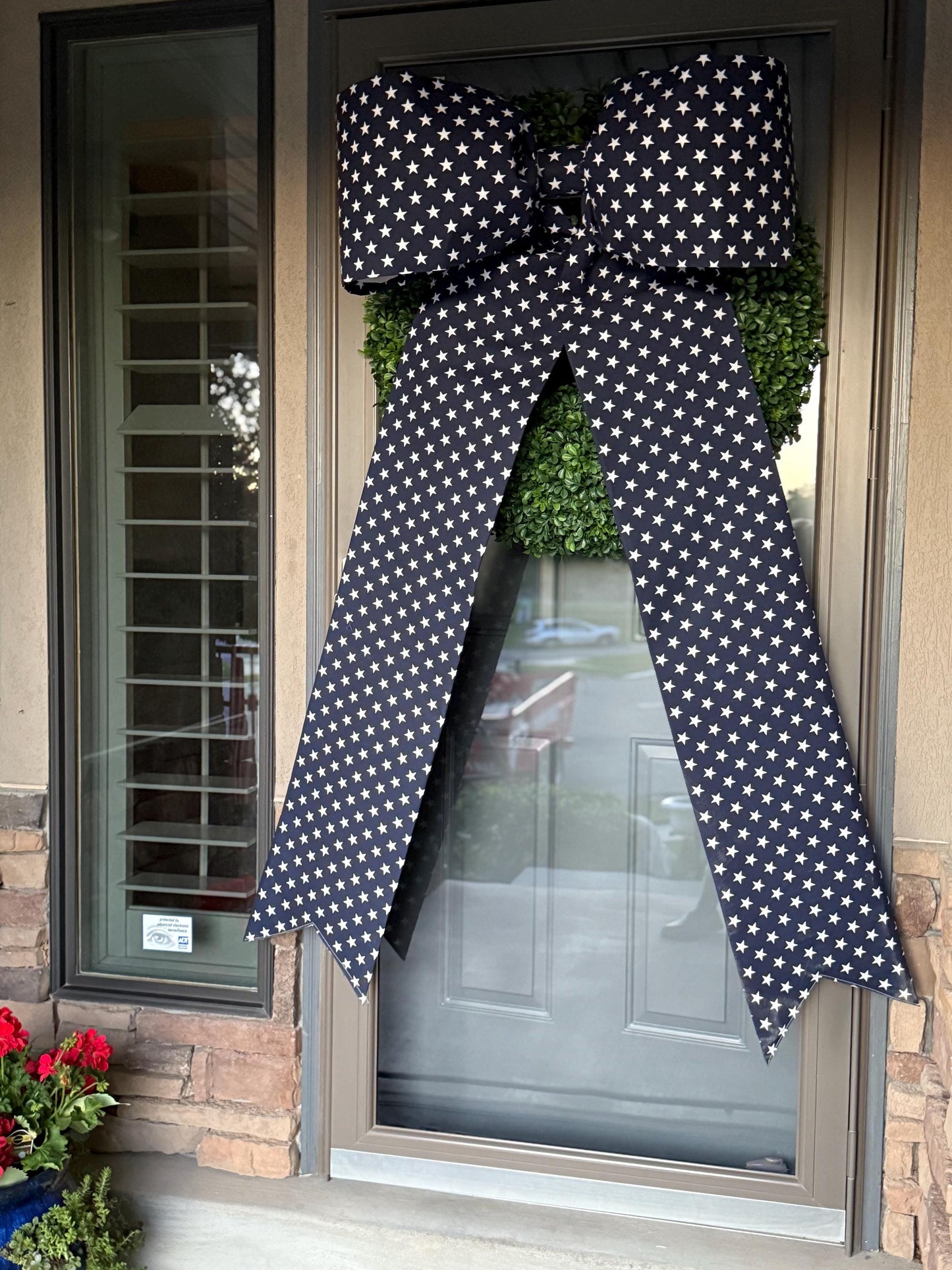 Red & White Stripe Patriotic Bow