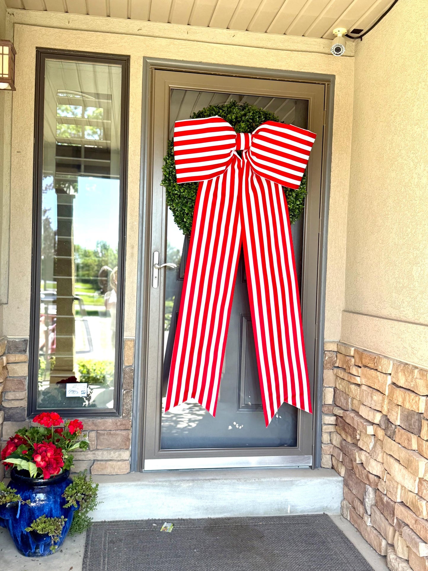 Red & White Stripe Patriotic Bow